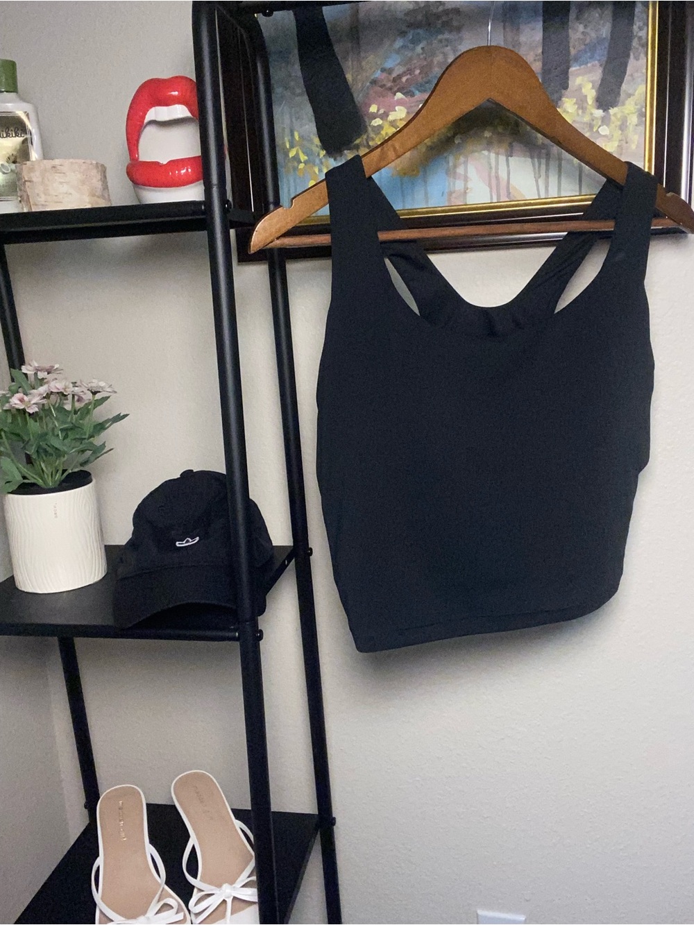 ADIDAS Black Cropped Racerback Tank Top